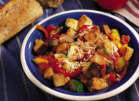 Daditos de pavo con crujiente de parmesano - Fruta